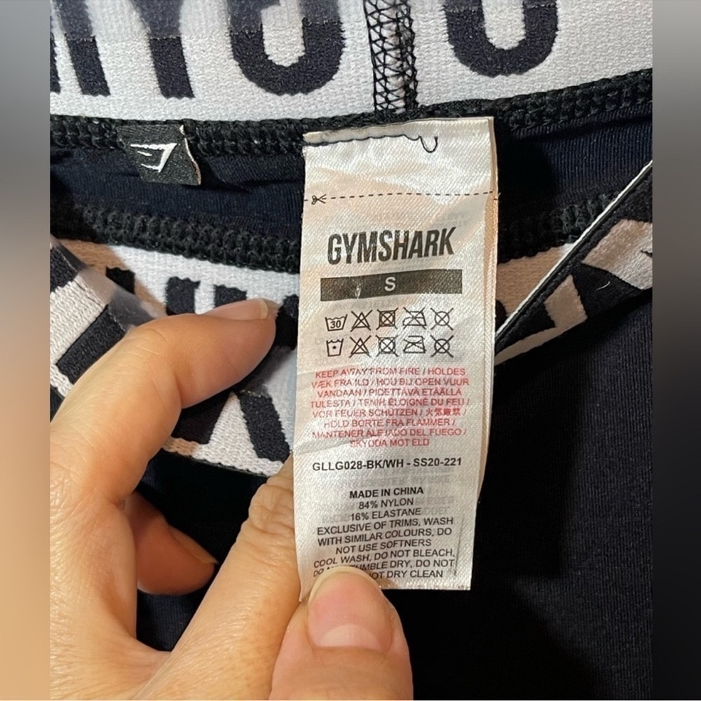 Gymshark Capri Leggings - Black with White Logo Band, Size Small** - Picture 8 of 8